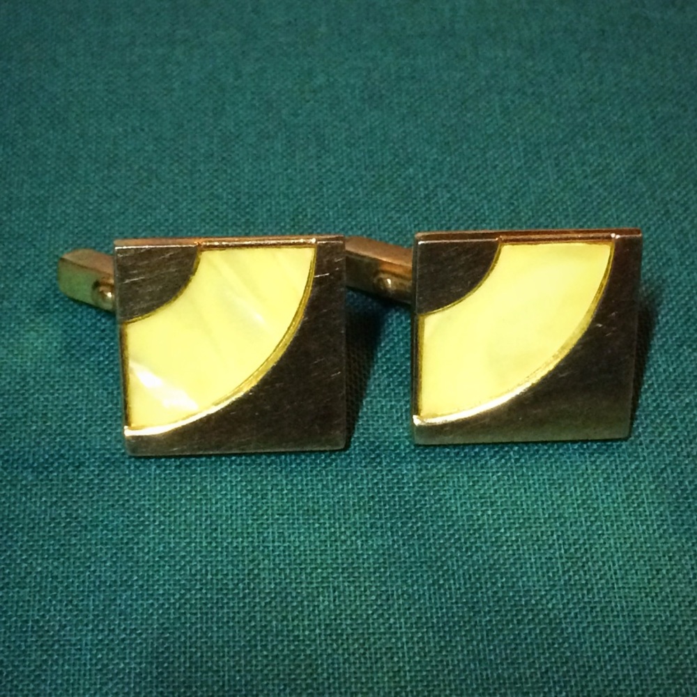 Mother of Pearl & Gold Cufflinks Art Deco